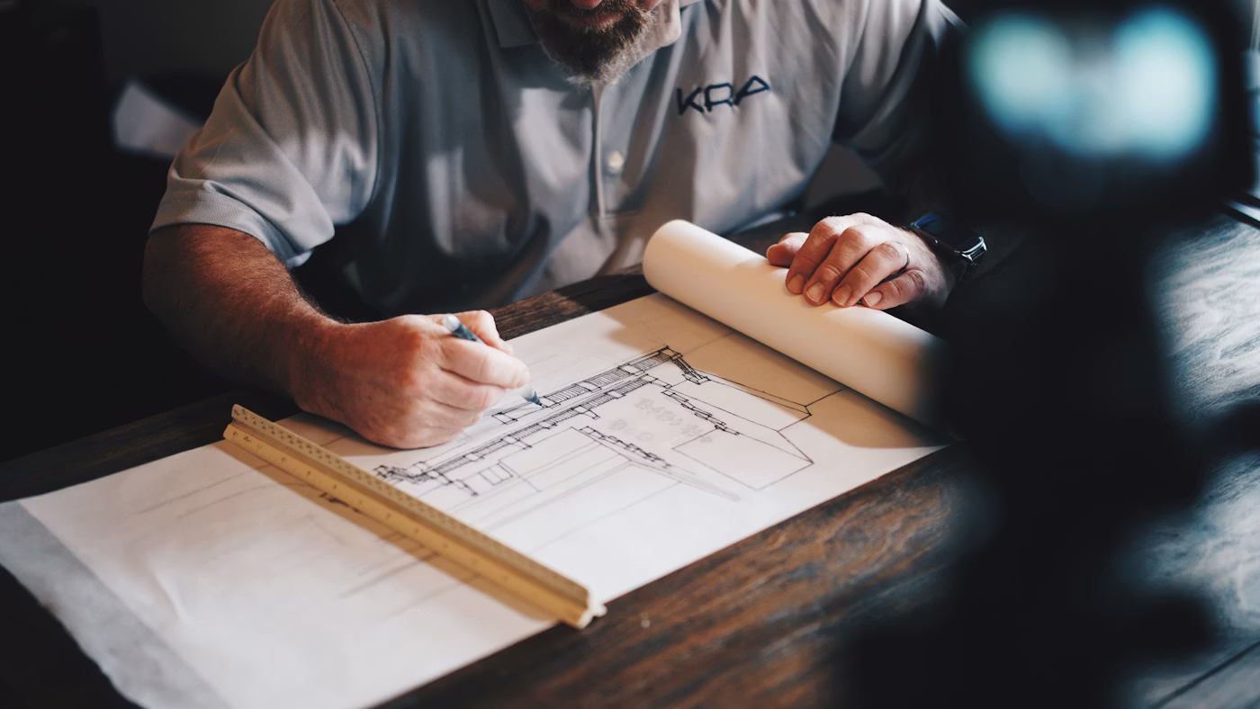 Construction professionals reviewing plans