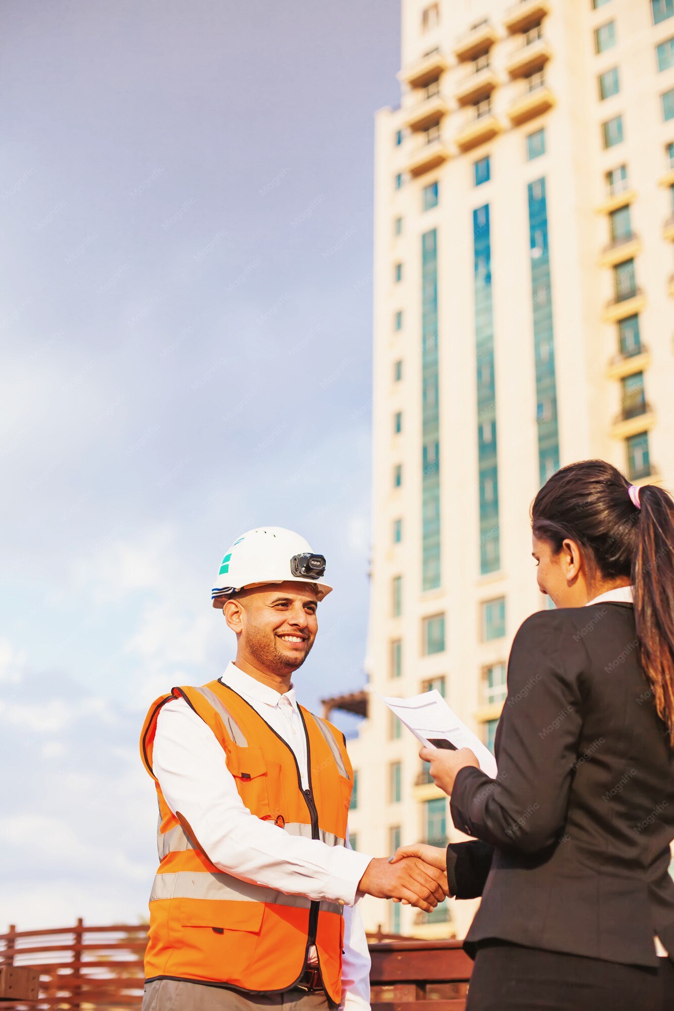 Construction professional inside commercial building